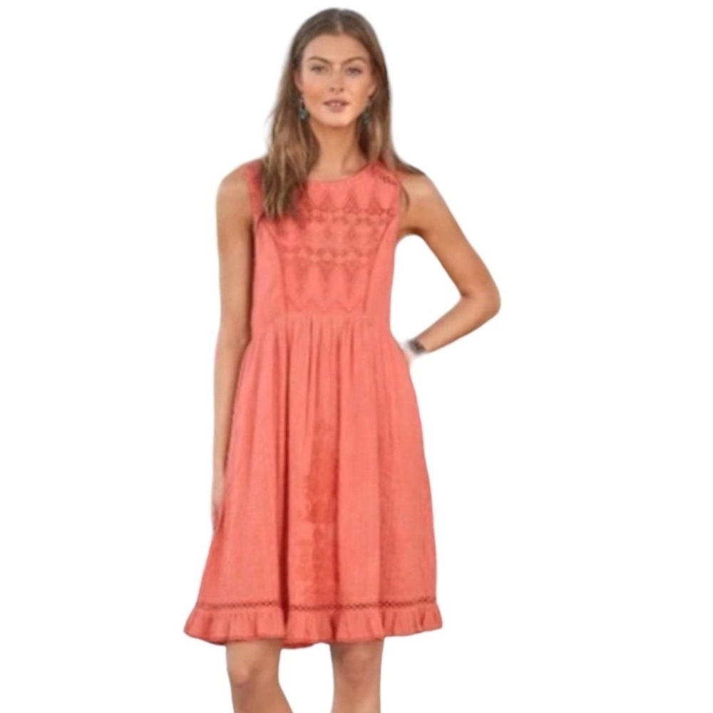 Sundance Relish The Day Melon Embroidered Dress
